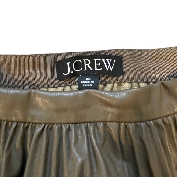 J. Crew Swingy Pleated Faux Leather Brown Mini Skirt. EUC. - Picture 3 of 3